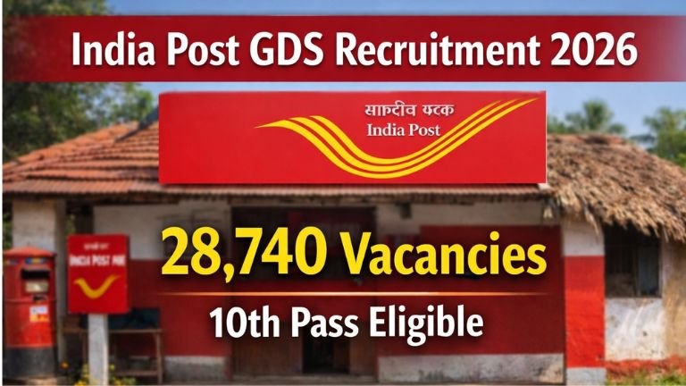 India Post GDS Recruitment 2026 notification for 28740 Gramin Dak Sevak vacancies for 10th pass candidates