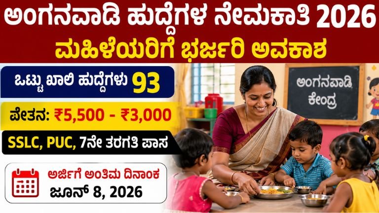 ಅಂಗನವಾಡಿ ಹುದ್ದೆಗಳ ನೇಮಕಾತಿ 2026